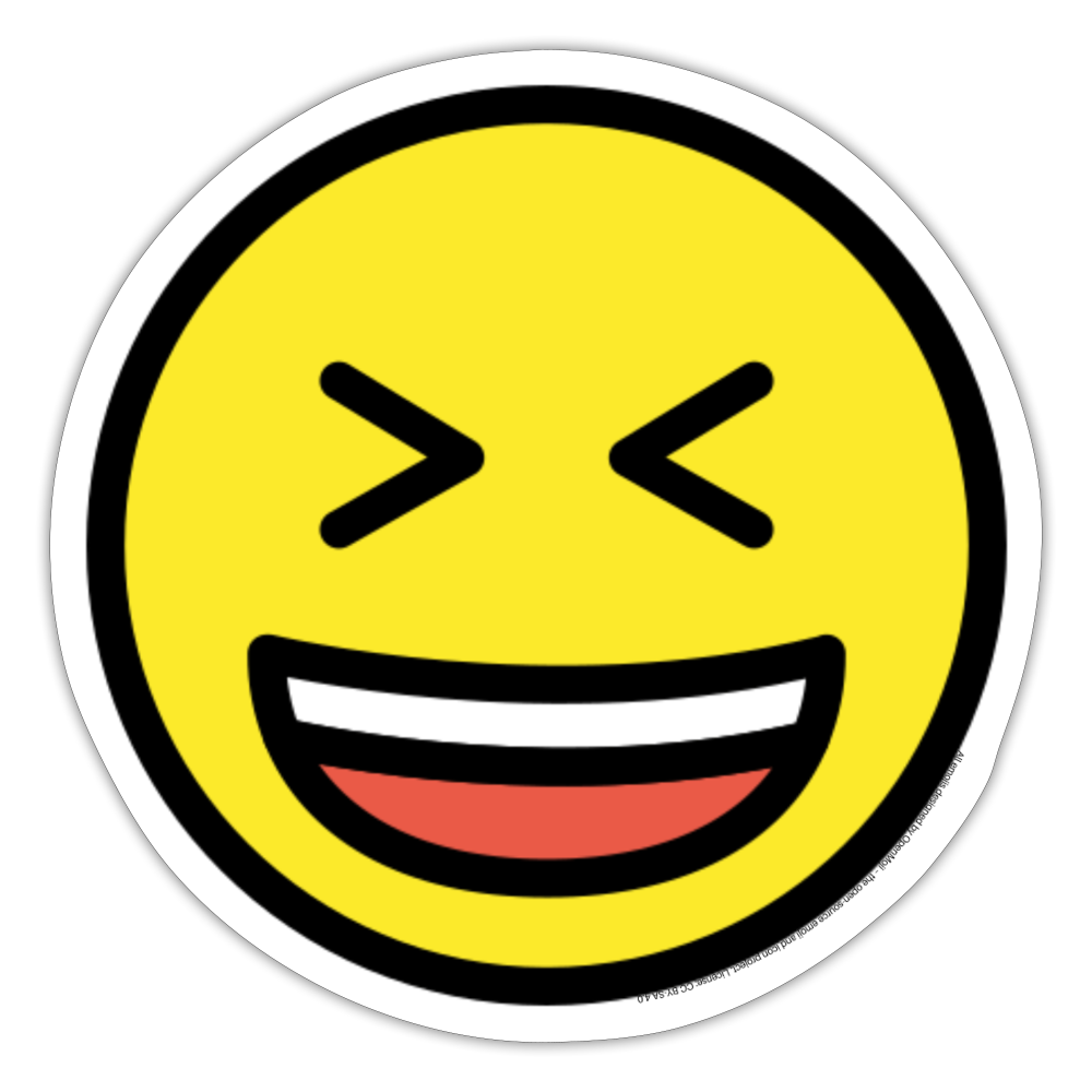 Grinning Squinting Face Moji Sticker - Emoji.Express - white matte