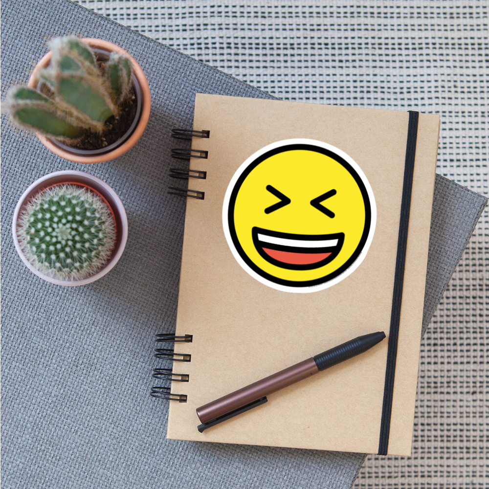 Grinning Squinting Face Moji Sticker - Emoji.Express - white matte