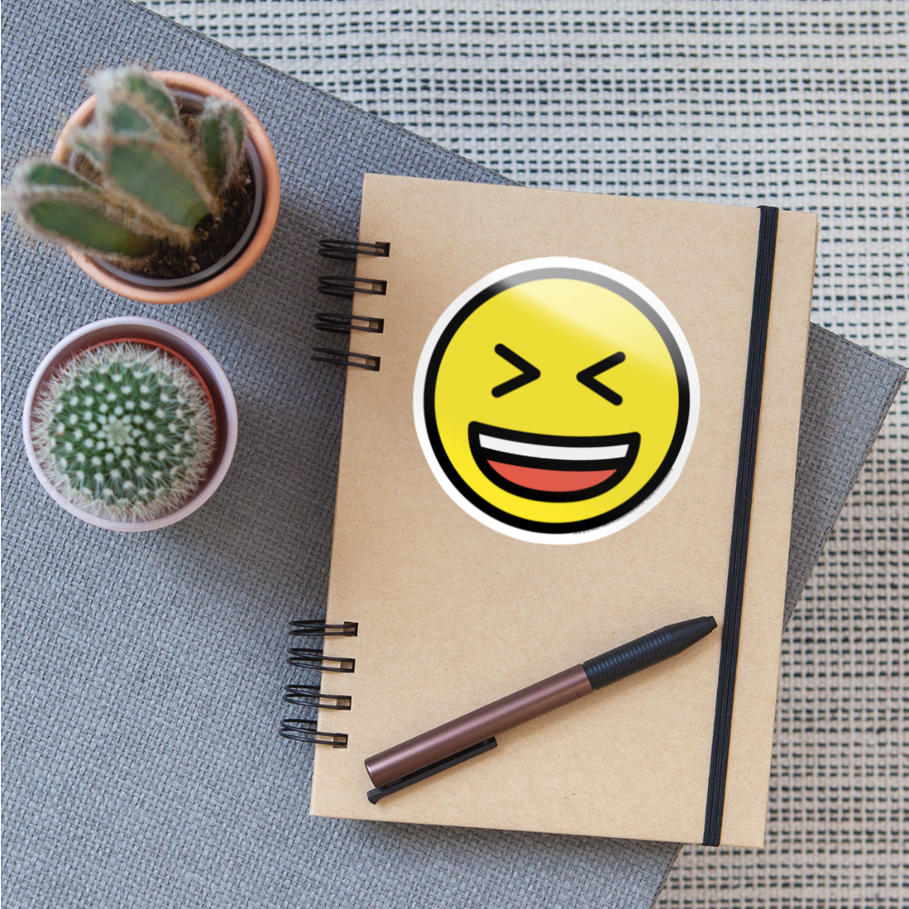 Grinning Squinting Face Moji Sticker - Emoji.Express - white glossy