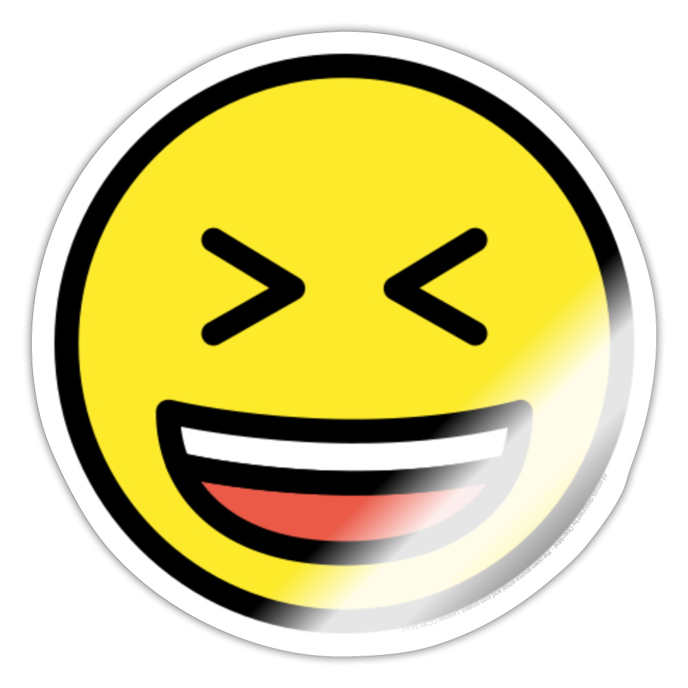 Grinning Squinting Face Moji Sticker - Emoji.Express - white glossy