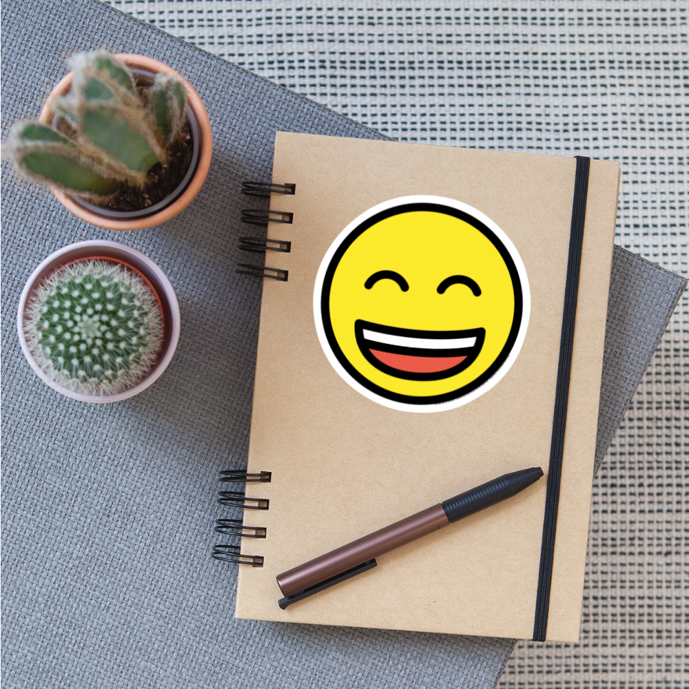 Grinning Face with Smiling Eyes Moji Sticker - Emoji.Express - white matte