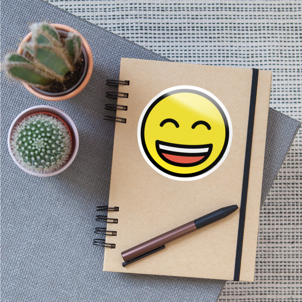 Grinning Face with Smiling Eyes Moji Sticker - Emoji.Express - white glossy
