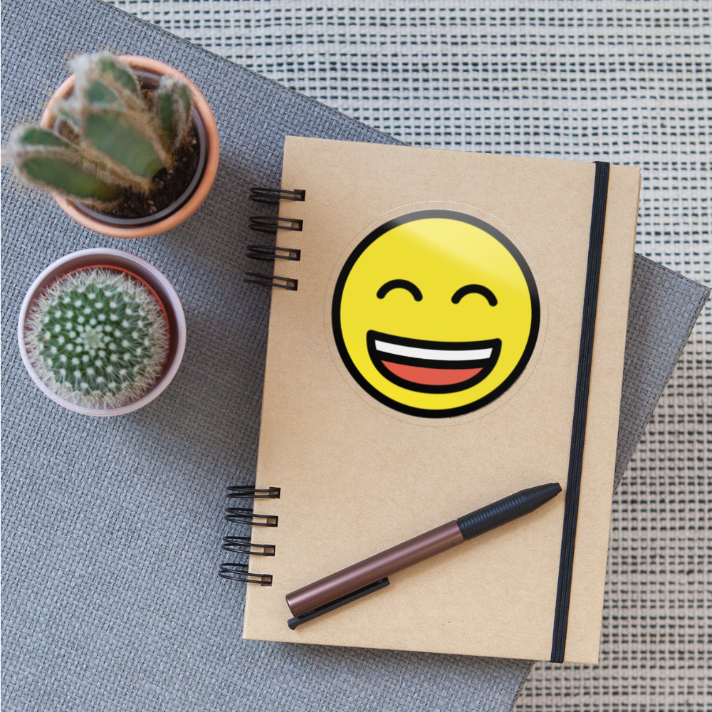 Grinning Face with Smiling Eyes Moji Sticker - Emoji.Express - transparent glossy