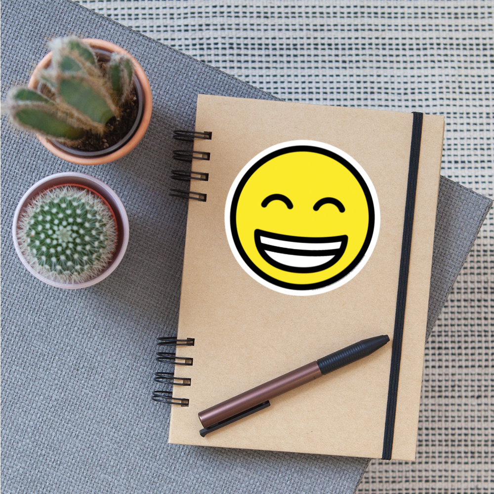 Beaming Face with Smiling Eyes Moji Sticker - Emoji.Express - white matte