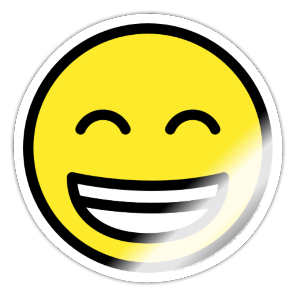 Beaming Face with Smiling Eyes Moji Sticker - Emoji.Express - white glossy