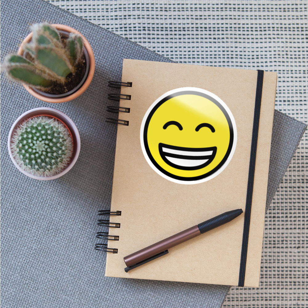 Beaming Face with Smiling Eyes Moji Sticker - Emoji.Express - white glossy