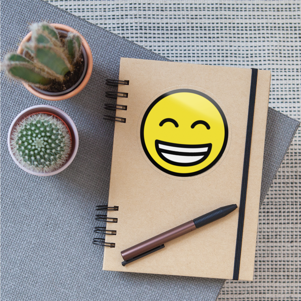 Beaming Face with Smiling Eyes Moji Sticker - Emoji.Express - transparent glossy