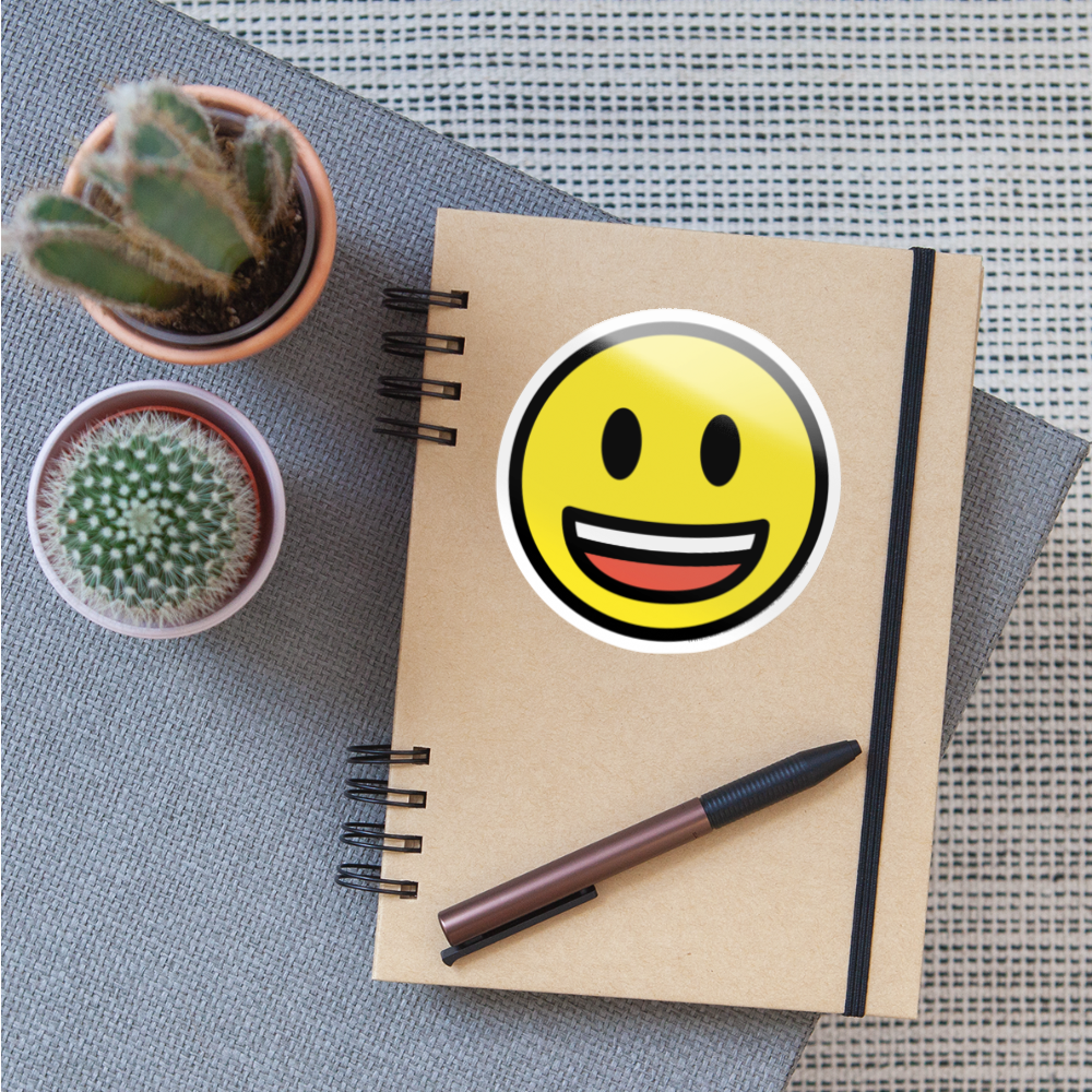 Grinning Face with Big Eyes Moji Sticker - Emoji.Express - white glossy