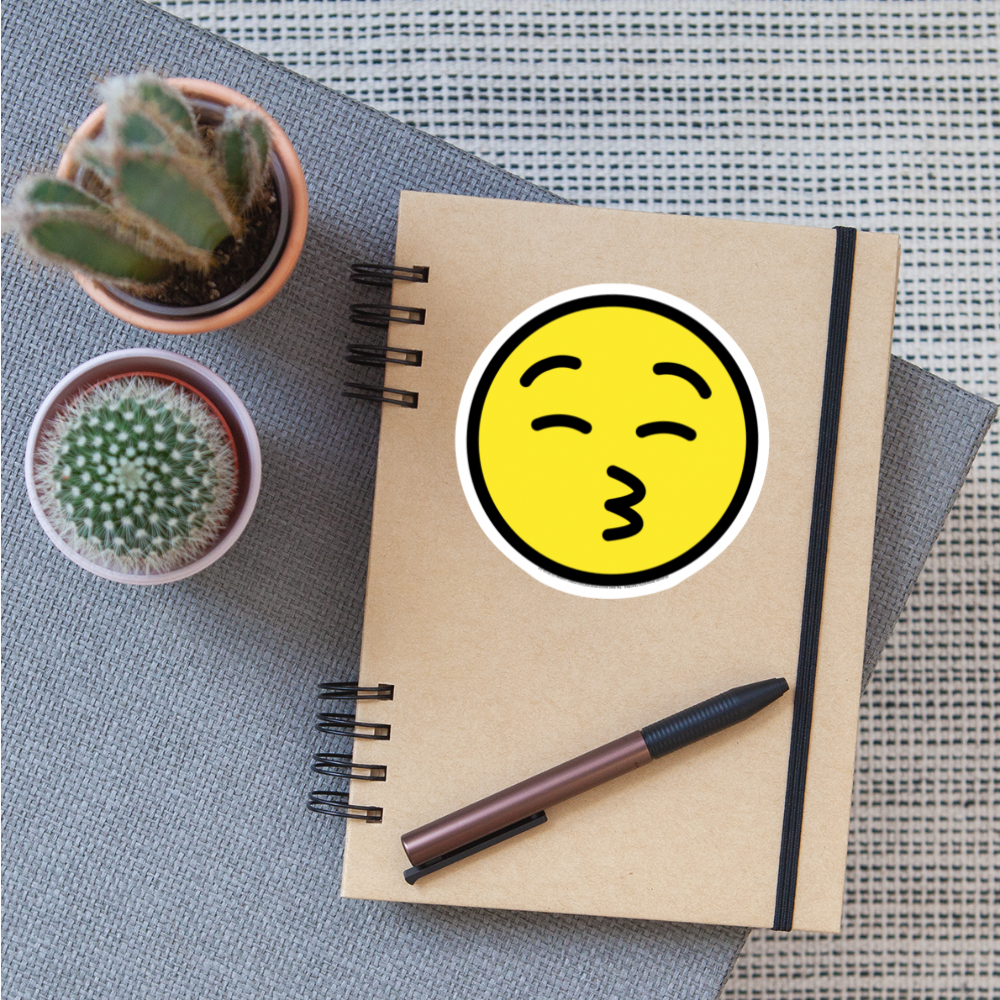 Kissing Face with Closed Eyes Moji Sticker - Emoji.Express - white matte