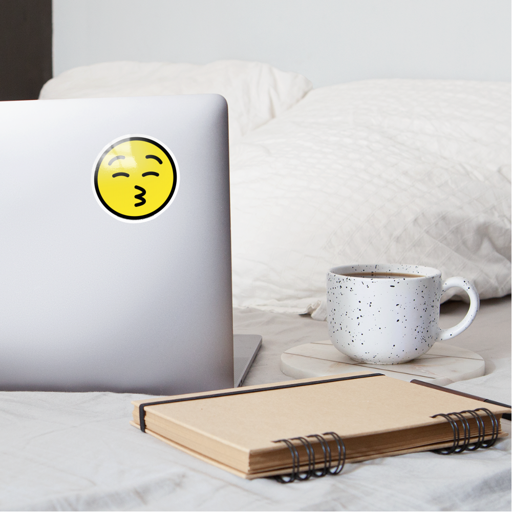 Kissing Face with Closed Eyes Moji Sticker - Emoji.Express - white glossy