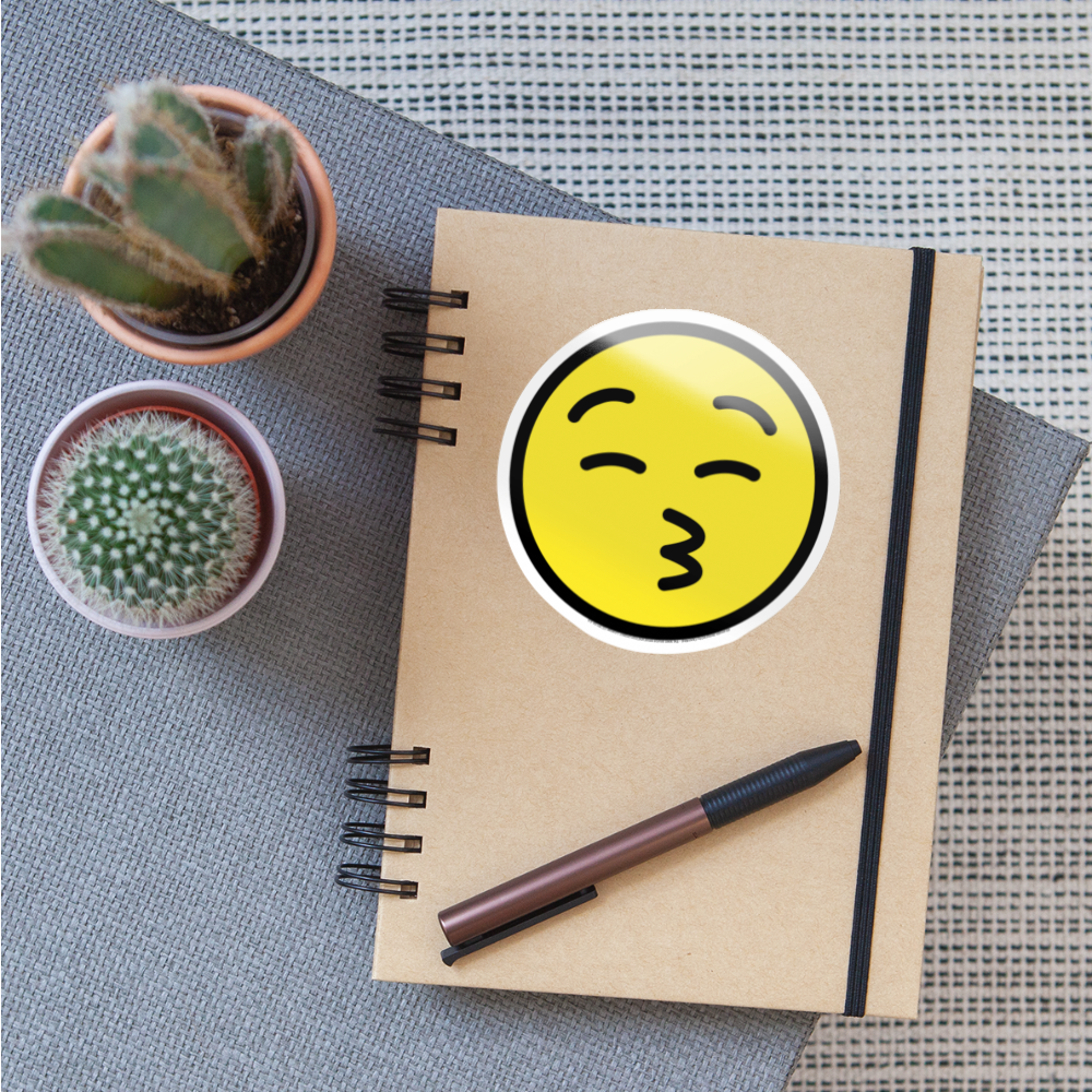 Kissing Face with Closed Eyes Moji Sticker - Emoji.Express - white glossy