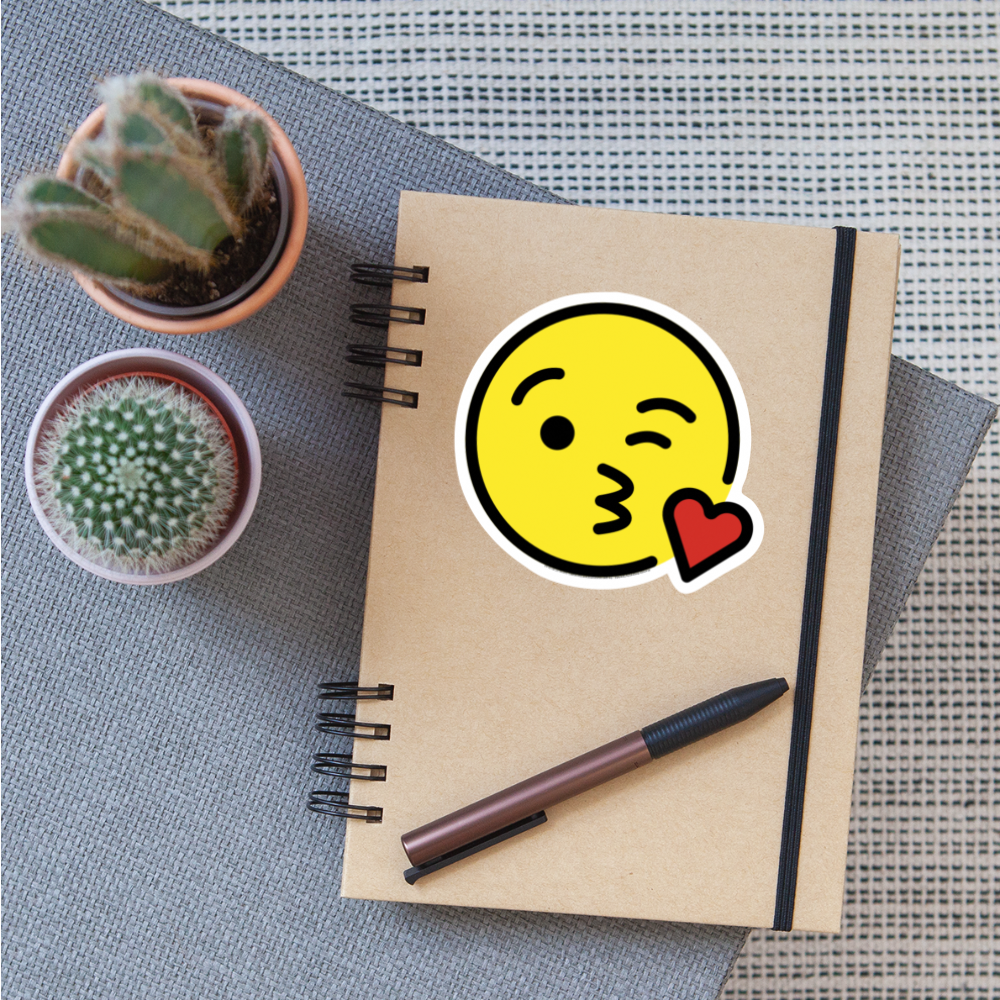 Face Blowing a Kiss Moji Sticker - Emoji.Express - white matte