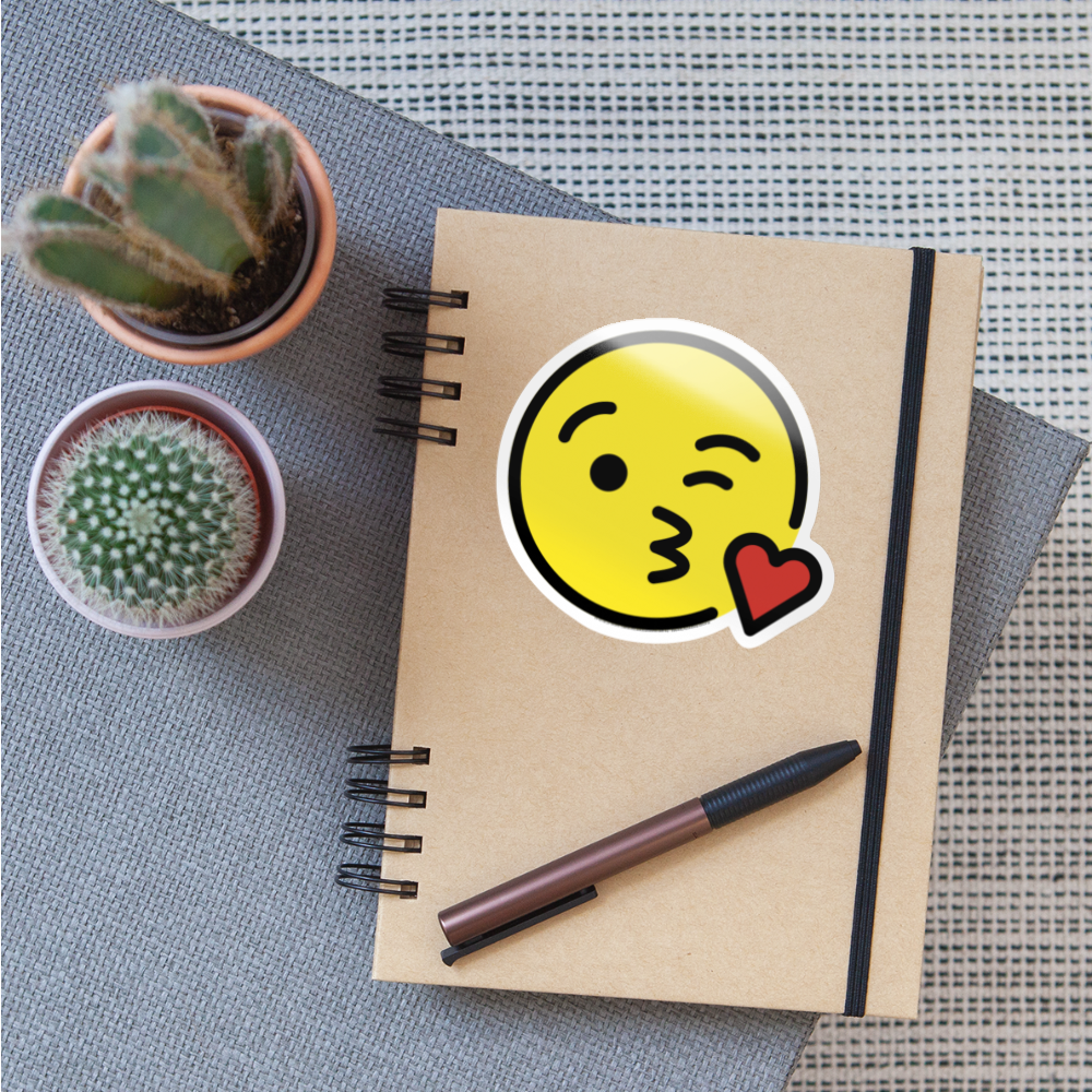 Face Blowing a Kiss Moji Sticker - Emoji.Express - white glossy