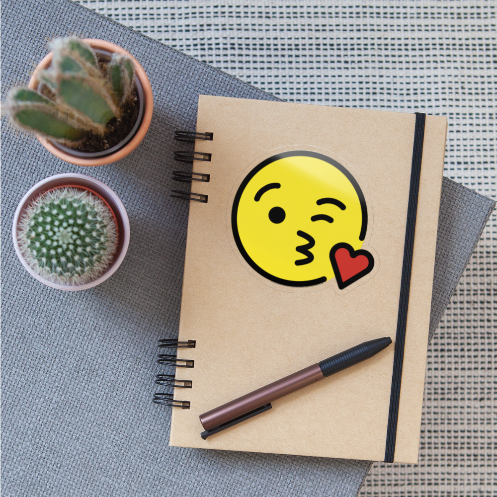 Face Blowing a Kiss Moji Sticker - Emoji.Express - transparent glossy