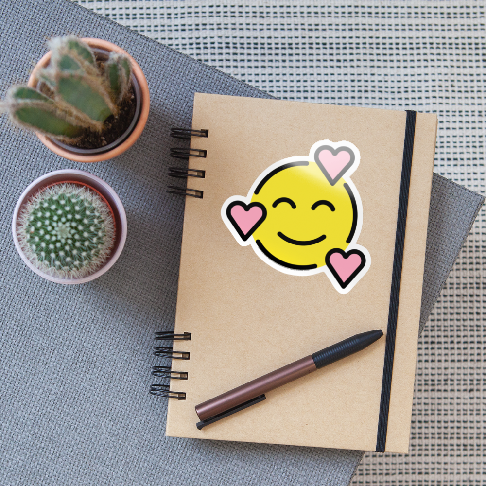 Smiling Face with Hearts Moji Sticker - Emoji.Express - white glossy