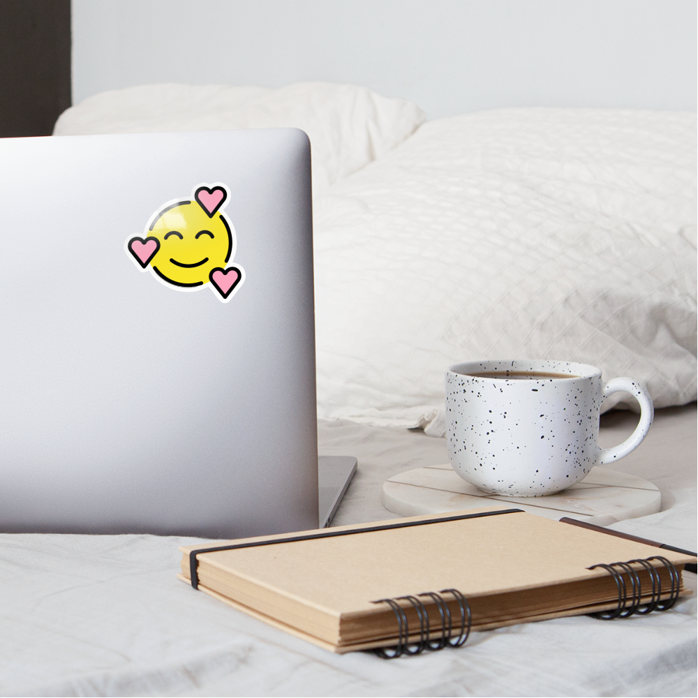 Smiling Face with Hearts Moji Sticker - Emoji.Express - white glossy