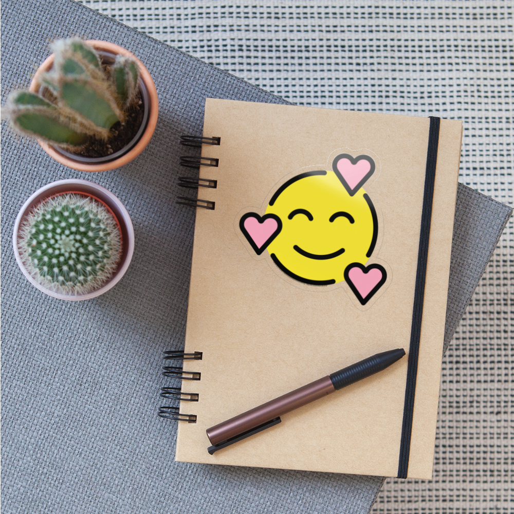 Smiling Face with Hearts Moji Sticker - Emoji.Express - transparent glossy