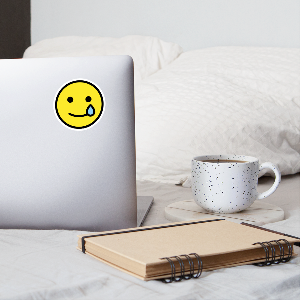 Smiling Face with Tear Moji Sticker - Emoji.Express - white matte