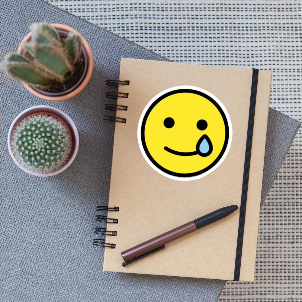 Smiling Face with Tear Moji Sticker - Emoji.Express - white matte