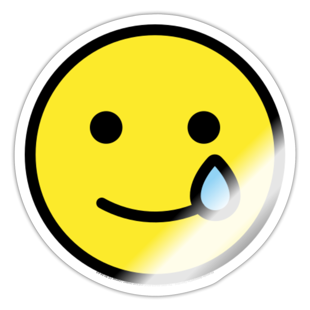 Smiling Face with Tear Moji Sticker - Emoji.Express - white glossy