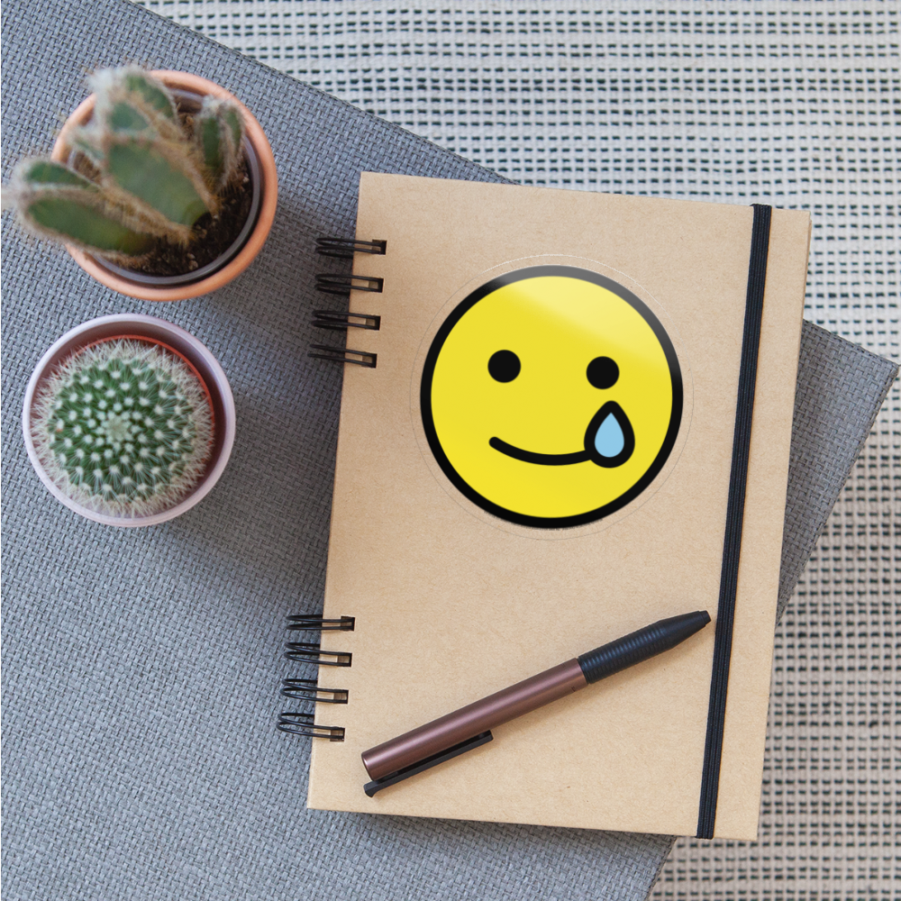 Smiling Face with Tear Moji Sticker - Emoji.Express - transparent glossy