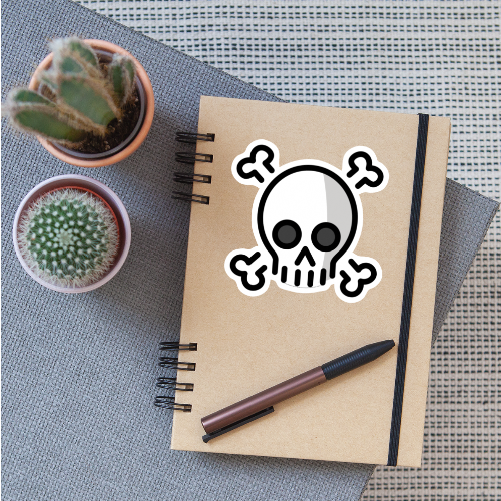 Skull and Crossbones Moji Sticker - Emoji.Express - white matte