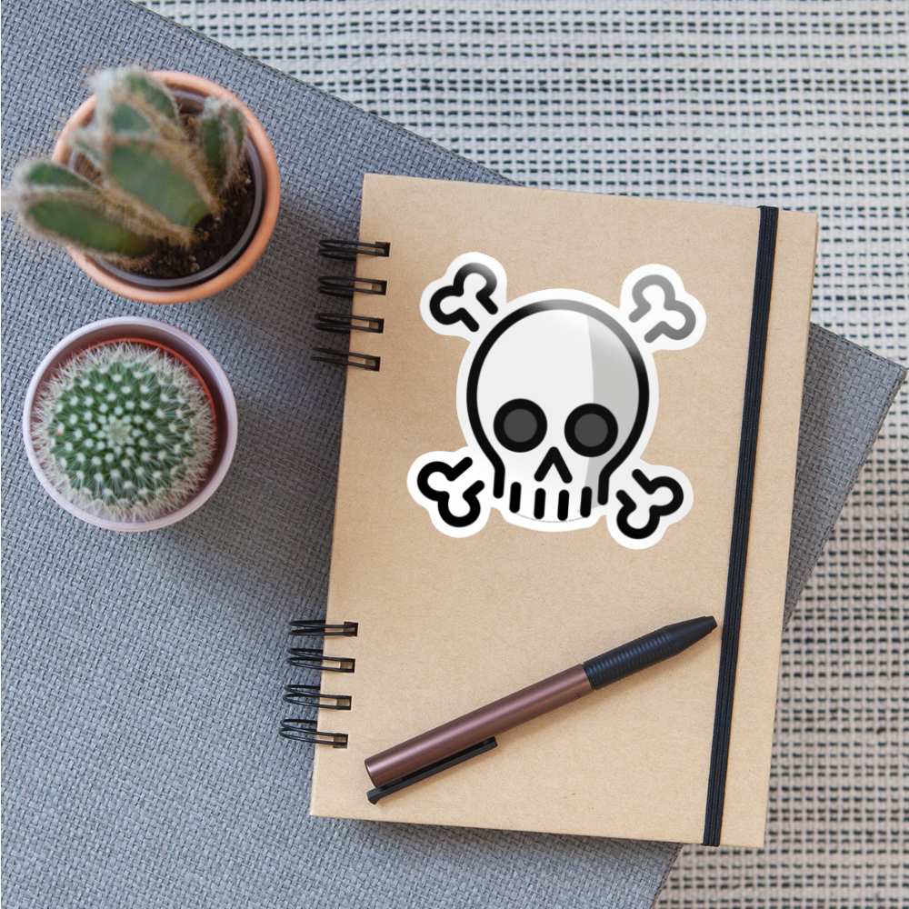 Skull and Crossbones Moji Sticker - Emoji.Express - white glossy