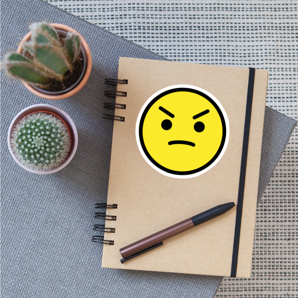 Angry Face Moji Sticker - Emoji.Express - white matte