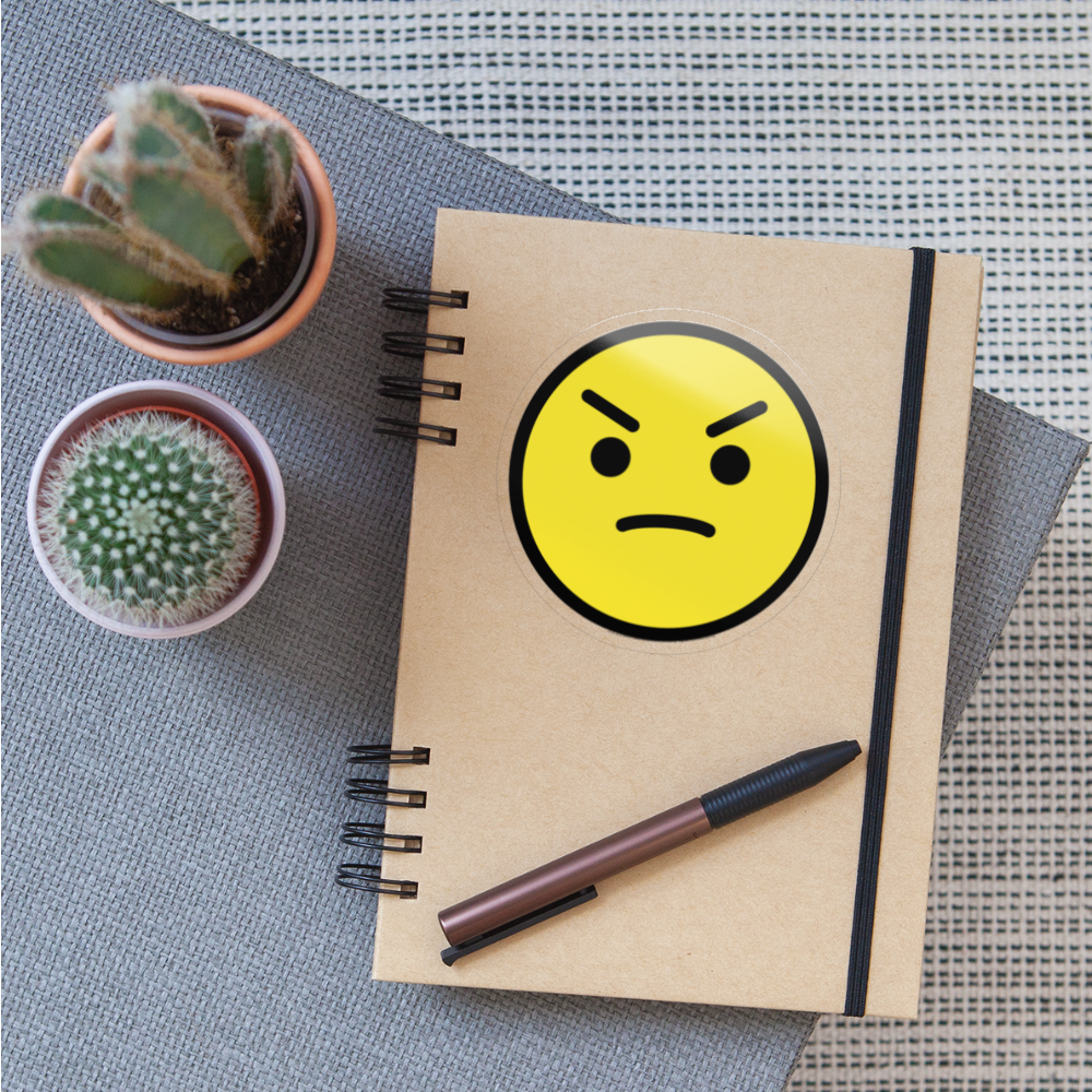 Angry Face Moji Sticker - Emoji.Express - transparent glossy