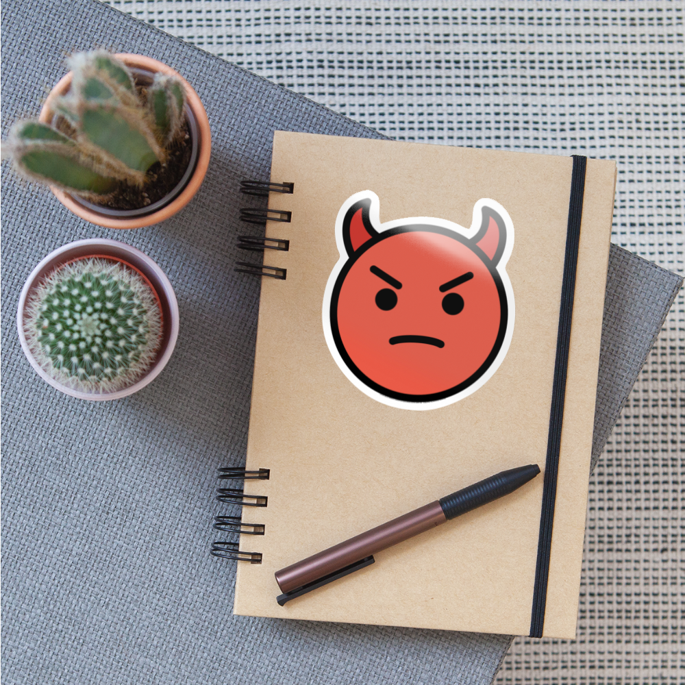 Angry Face with Horns Moji Sticker - Emoji.Express - white glossy