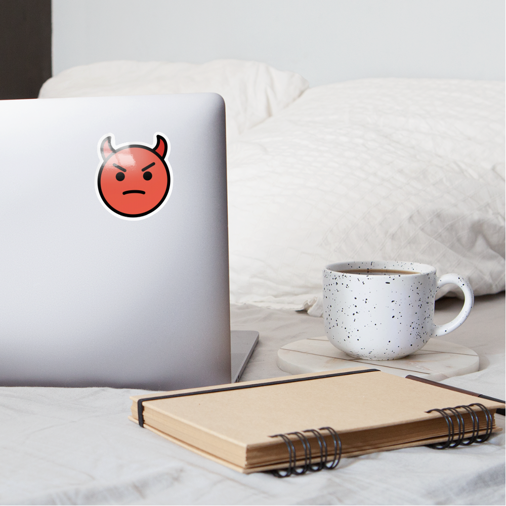 Angry Face with Horns Moji Sticker - Emoji.Express - white glossy