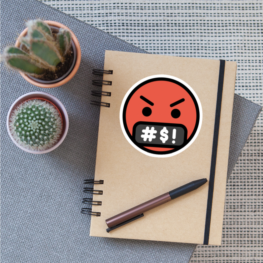 Face with Symbols on Mouth Moji Sticker - Emoji.Express - white matte