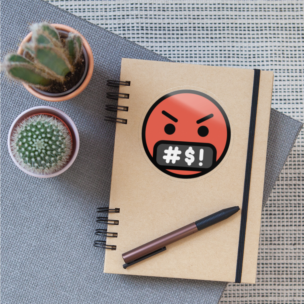 Face with Symbols on Mouth Moji Sticker - Emoji.Express - transparent glossy