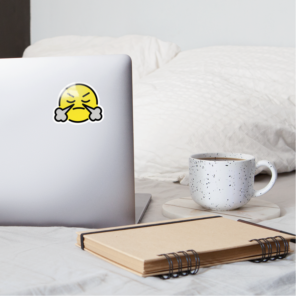 Face with Steam from Nose Moji Sticker - Emoji.Express - white glossy