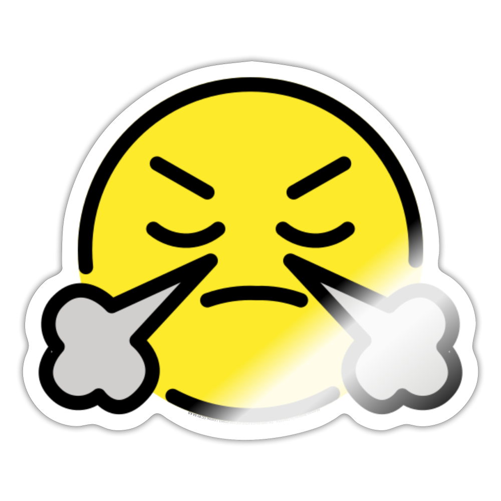 Face with Steam from Nose Moji Sticker - Emoji.Express - white glossy