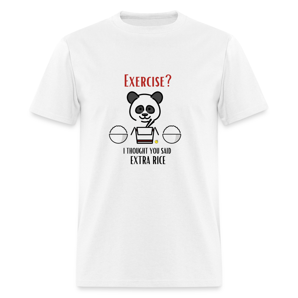 Exercise? I Thought You Said Extra Rice Panda Unisex Moji Expressions Classic T-Shirt - Emoji.Express - white