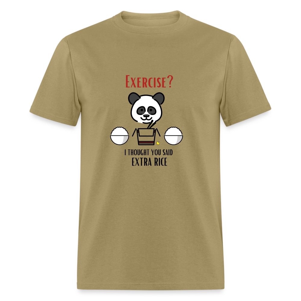 Exercise? I Thought You Said Extra Rice Panda Unisex Moji Expressions Classic T-Shirt - Emoji.Express - khaki