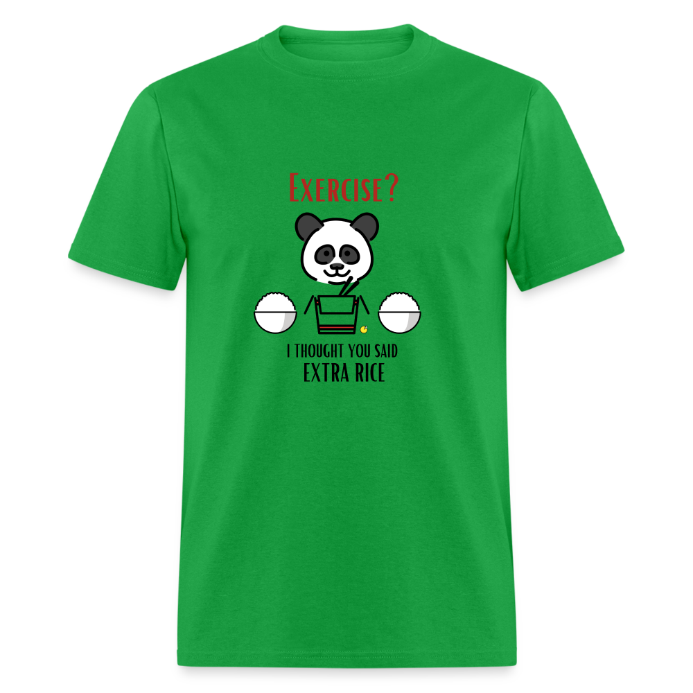 Exercise? I Thought You Said Extra Rice Panda Unisex Moji Expressions Classic T-Shirt - Emoji.Express - bright green