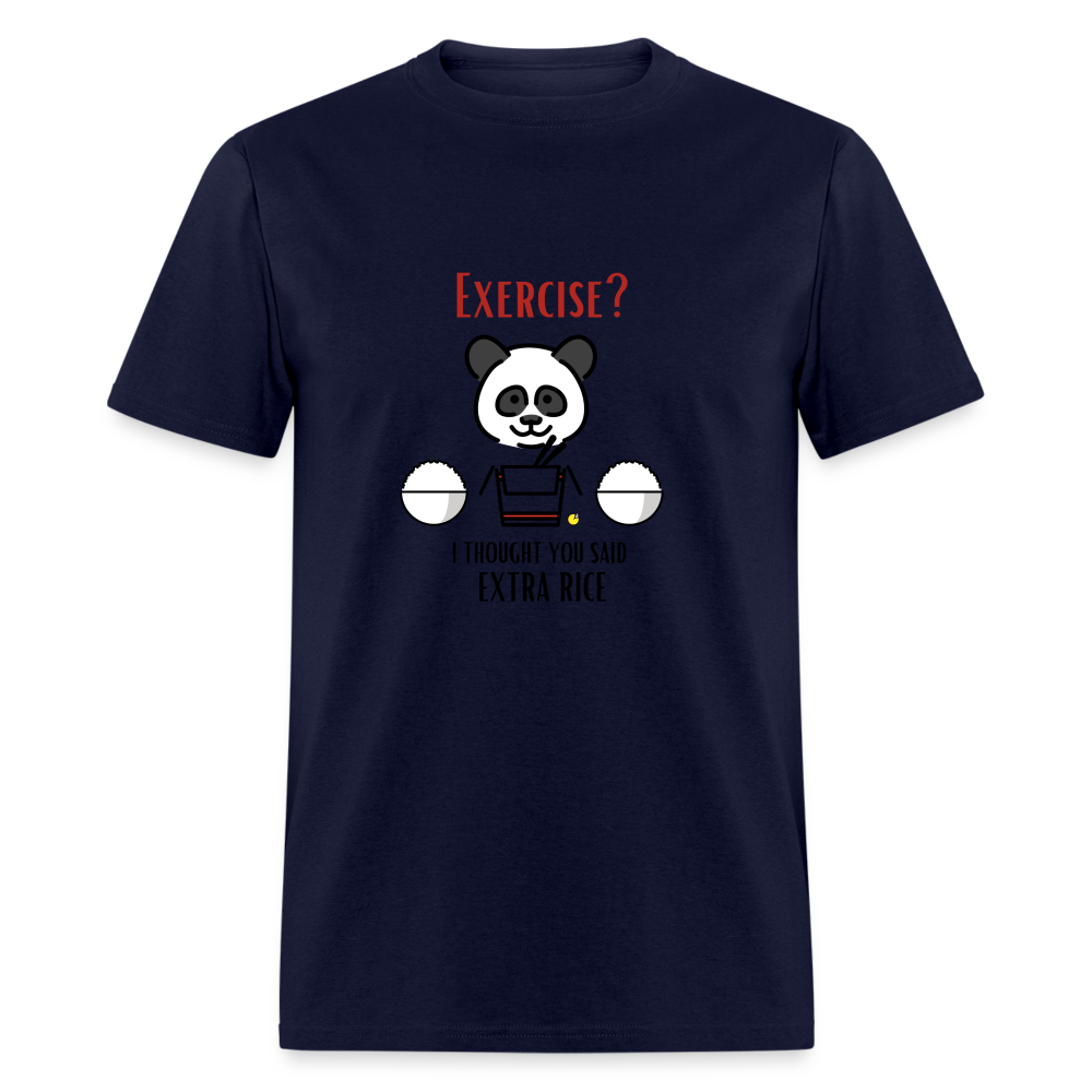 Exercise? I Thought You Said Extra Rice Panda Unisex Moji Expressions Classic T-Shirt - Emoji.Express - navy