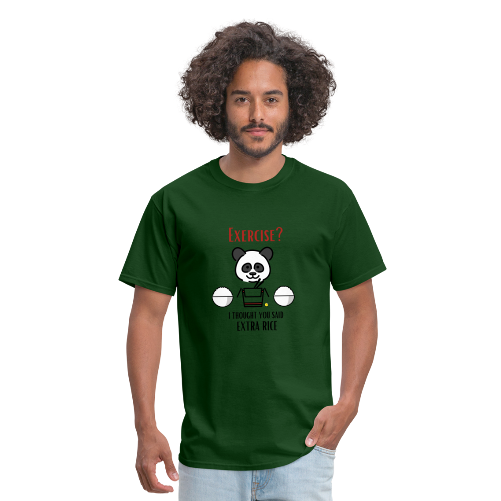 Exercise? I Thought You Said Extra Rice Panda Unisex Moji Expressions Classic T-Shirt - Emoji.Express - forest green