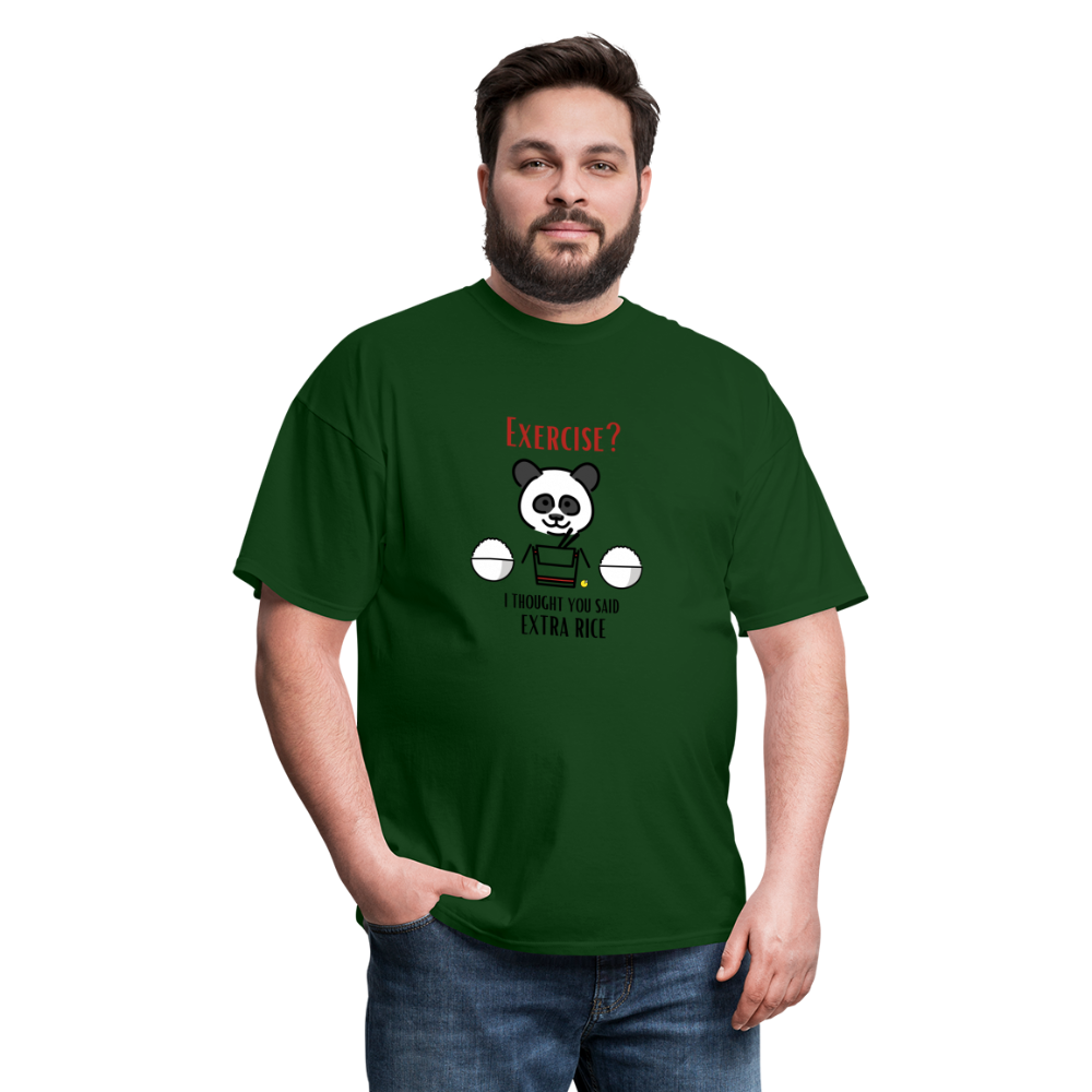 Exercise? I Thought You Said Extra Rice Panda Unisex Moji Expressions Classic T-Shirt - Emoji.Express - forest green