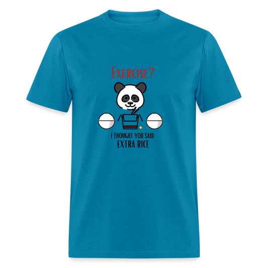 Exercise? I Thought You Said Extra Rice Panda Unisex Moji Expressions Classic T-Shirt - Emoji.Express - turquoise