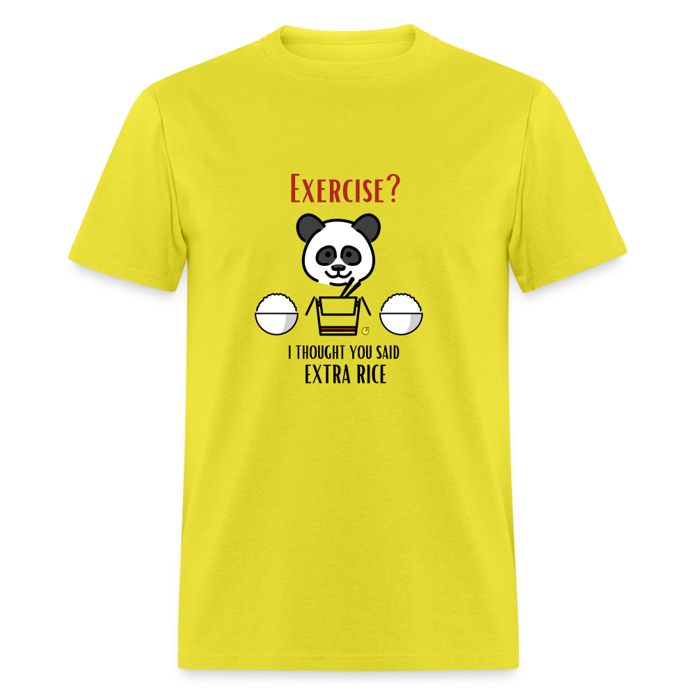 Exercise? I Thought You Said Extra Rice Panda Unisex Moji Expressions Classic T-Shirt - Emoji.Express - yellow