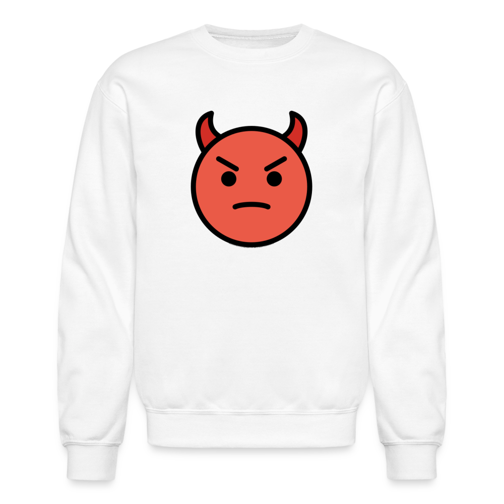 Angry Face with Horns Moji Crewneck Sweatshirt - Emoji.Express - white