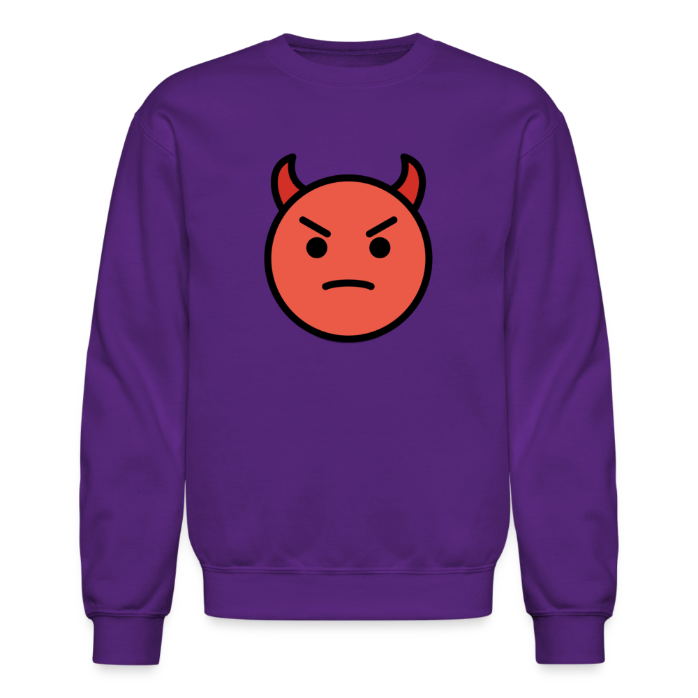 Angry Face with Horns Moji Crewneck Sweatshirt - Emoji.Express - purple