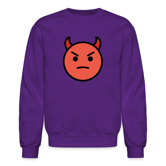 Angry Face with Horns Moji Crewneck Sweatshirt - Emoji.Express - purple