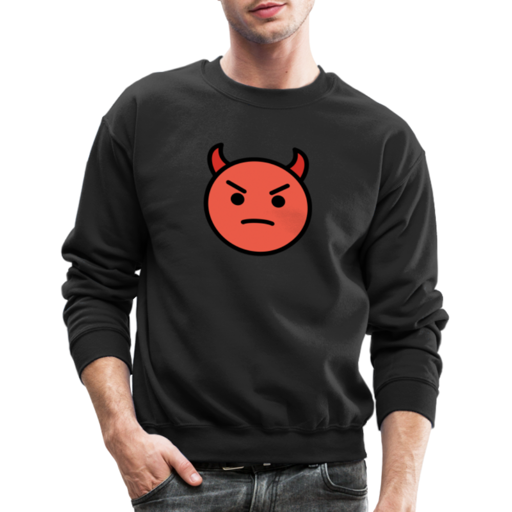 Angry Face with Horns Moji Crewneck Sweatshirt - Emoji.Express - black