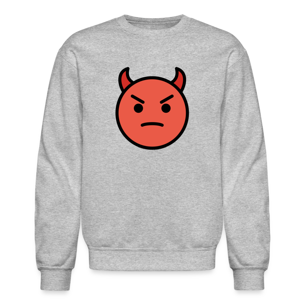 Angry Face with Horns Moji Crewneck Sweatshirt - Emoji.Express - heather gray