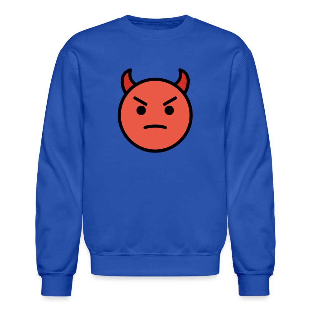 Angry Face with Horns Moji Crewneck Sweatshirt - Emoji.Express - royal blue