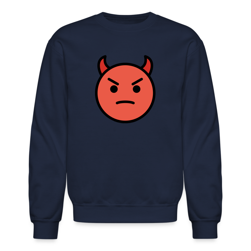 Angry Face with Horns Moji Crewneck Sweatshirt - Emoji.Express - navy